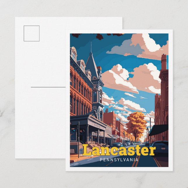Lancaster Pennsylvania Travel Art Vintage Postcard (Front/Back)