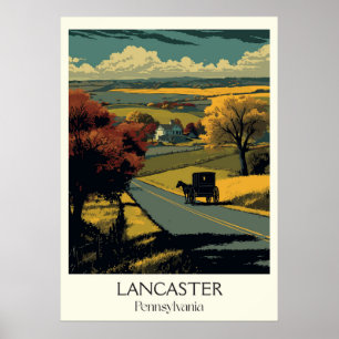 Lancaster Pennsylvania Vintage Amish Country Art Poster