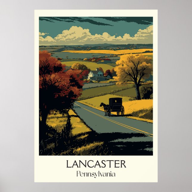 Lancaster Pennsylvania Vintage Amish Country Art Poster (Front)