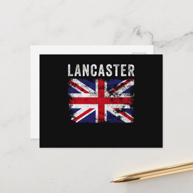 Lancaster UK Flag England Souvenir Postcard (Front/Back In Situ)