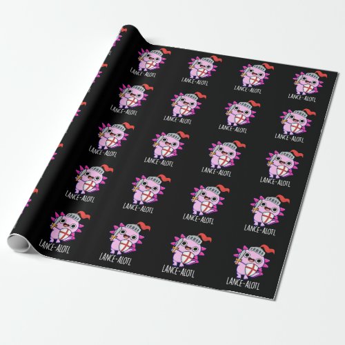 Lance_a_lotl Funny Axolotl Knight Pun Dark BG Wrapping Paper