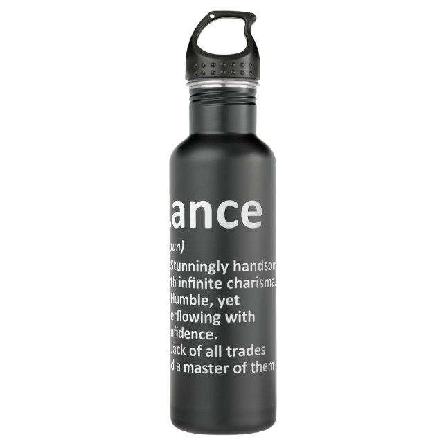 LANCE Definition Personalized Name Funny Birthday  Stainless Steel Water Bottle (Front)