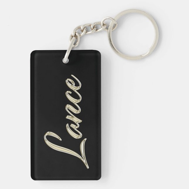 Lance name whitegold key trailer keychain (Back)