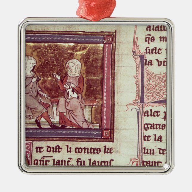 Lancelot and Guinevere sit and talk Metal Ornament (Front)