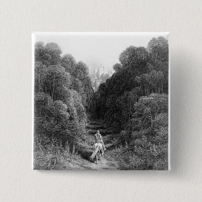 Lancelot approaches the Castle at Astolat Pinback Button (Front)