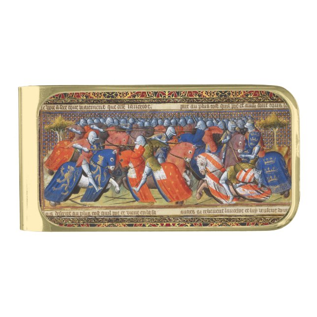 Lancelot of the Lake in the Tournament of Camelot  Gold Finish Money Clip (Front)