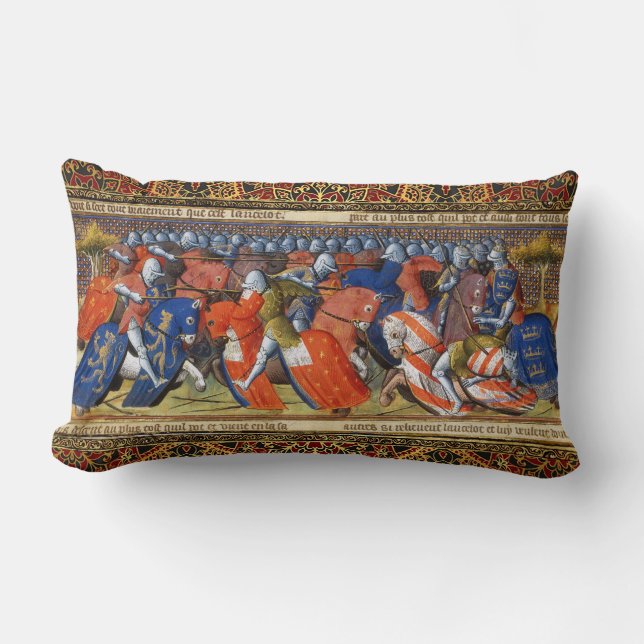 Lancelot of the Lake in the Tournament of Camelot  Lumbar Pillow (Front)