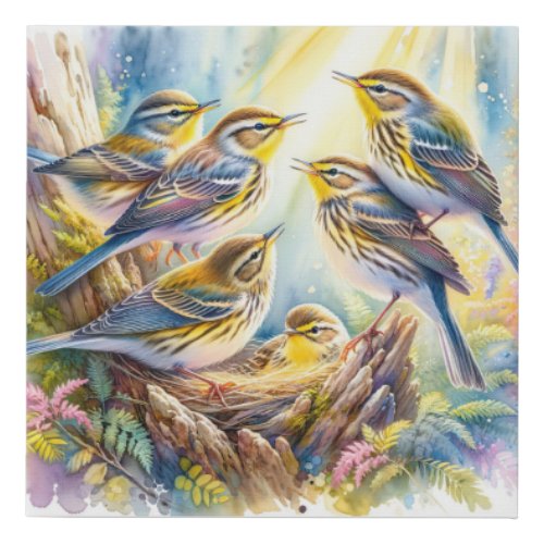 Lanceolated Warblers 060624AREF116 _ Watercolor Faux Canvas Print