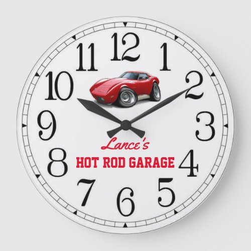 Lances Hot Rod Garage Corvette Large Clock