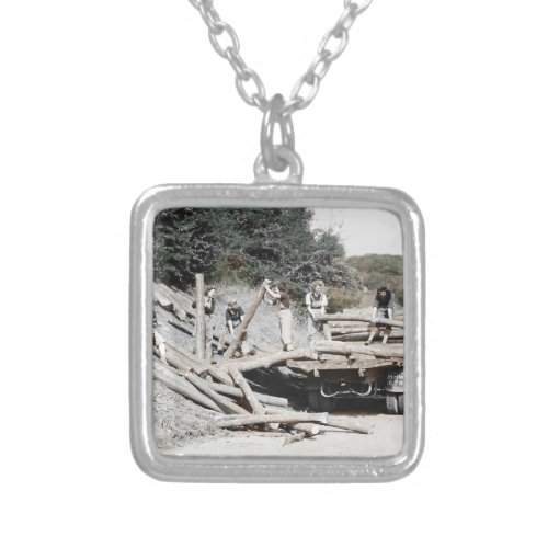 Land Army Logging Silver Plated Necklace