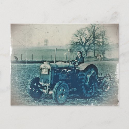 Land Army Woman Driving a Tractor Postcard