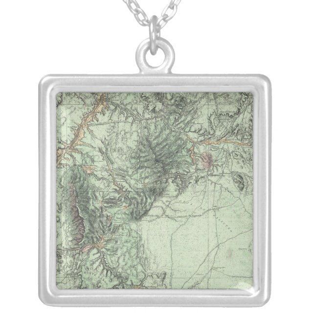 Land Classification Map of Central New Mexico Silver Plated Necklace (Front)