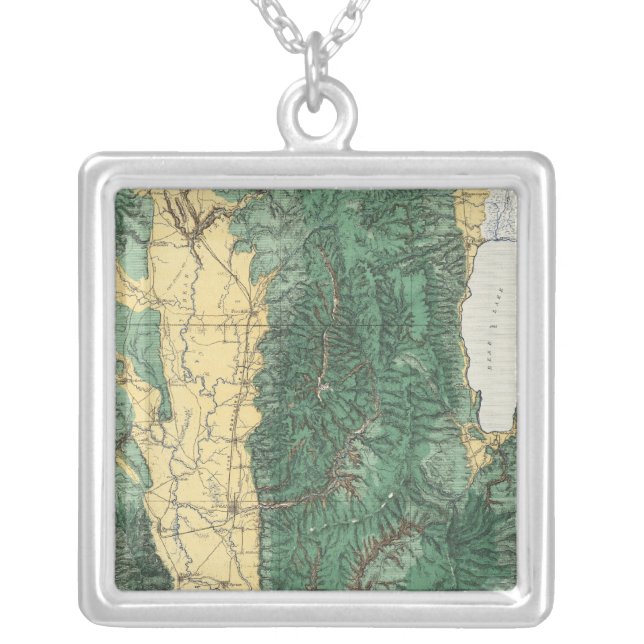 Land Classification Map of North Eastern Utah Silver Plated Necklace (Front)