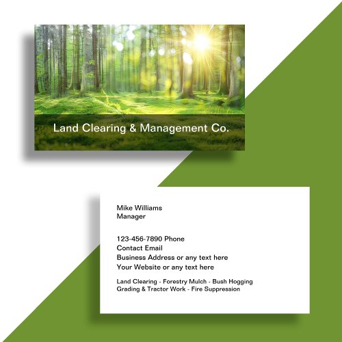 Land Clearing And Forestry Management Business Card