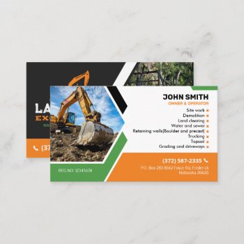 Land Clearing  Excavation Landscaping Construction Business Card by ProcoreDesigns at Zazzle