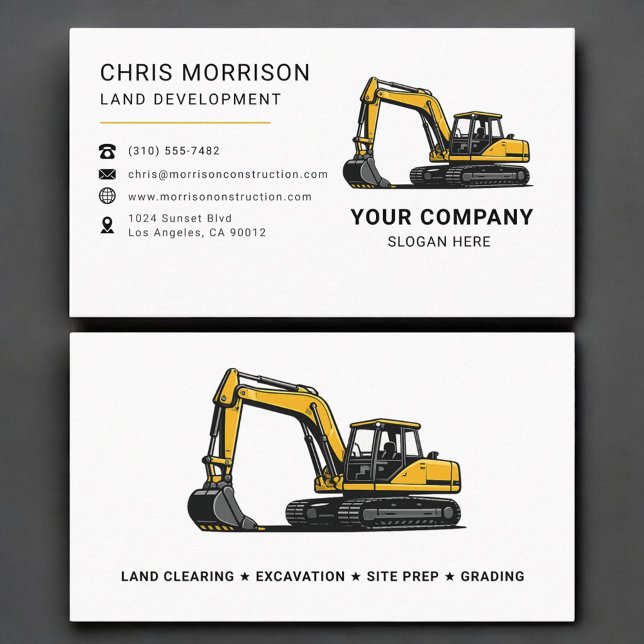 Land Development Excavation Excavator Business Card (Creator Uploaded)
