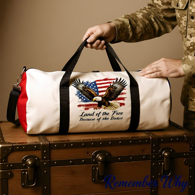 Land Free Because Brave Eagle Duffle Bag (Creator Uploaded)