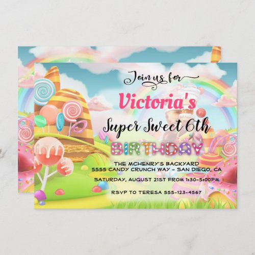 Land of Candy Birthday Party invitation