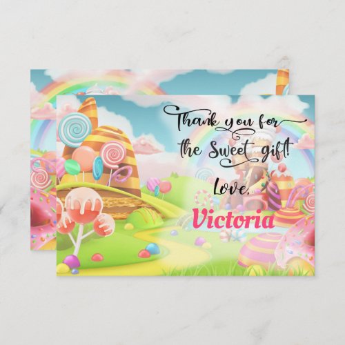 Land of Candy Birthday Thank you note invitation