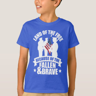 Land of Free Because of Fallen & Brave T-Shirt
