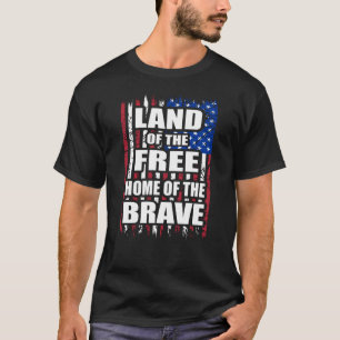 Land of Free Home of the Brave flag day june 14 T-Shirt