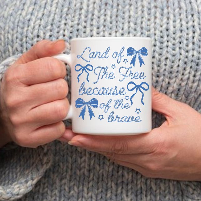 Land of Freedom for the Brave Mug, 4th of July Mug (4th of july mug, retro usa mug, american flag mug, patriotic coffee mug, independence day gift,)