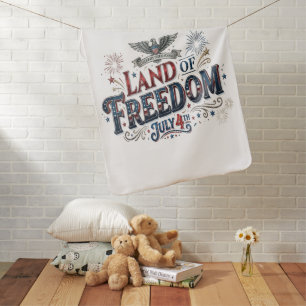 Land of Freedom July 4th Patriotic Baby Blanket