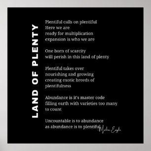 Land of plenty encouragement poem poetry wall post poster
