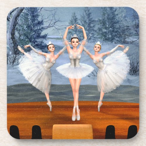 Land of Snow Dancing Ballerinas Beverage Coaster