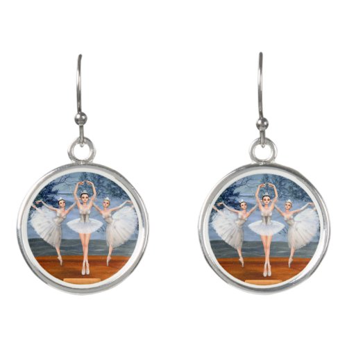 Land of Snow Dancing Ballerinas Drop Earrings