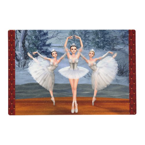 Land of Snow Dancing Ballerinas Laminated Placemat