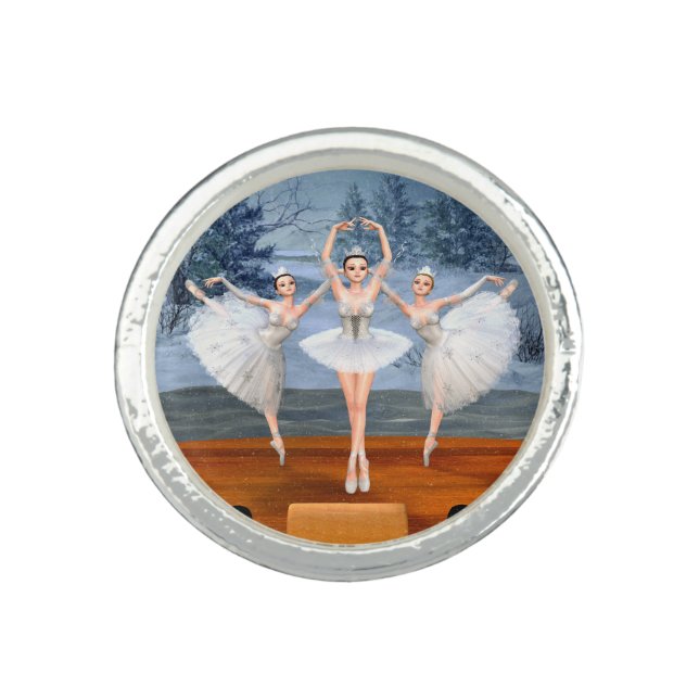Land of Snow Dancing Ballerinas Ring (Front)