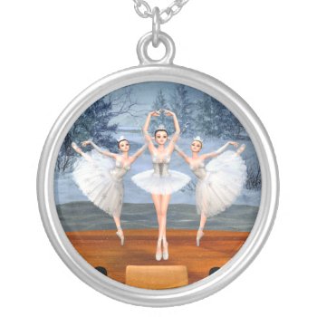 Land Of Snow Dancing Ballerinas Silver Plated Necklace by xgdesignsnyc at Zazzle