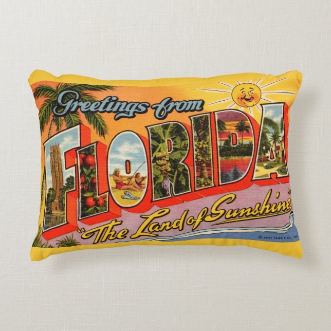 Land of Sunshine Greeting Accent Pillow (Front)