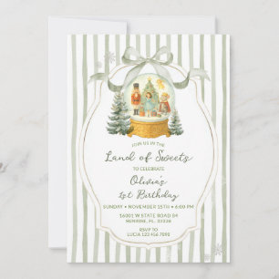 Land of Sweets Nutcracker Green Winter Birthday Invitation