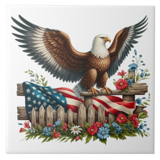 Land of the Free, 250 Years of Freedom Ceramic Tile (Front)