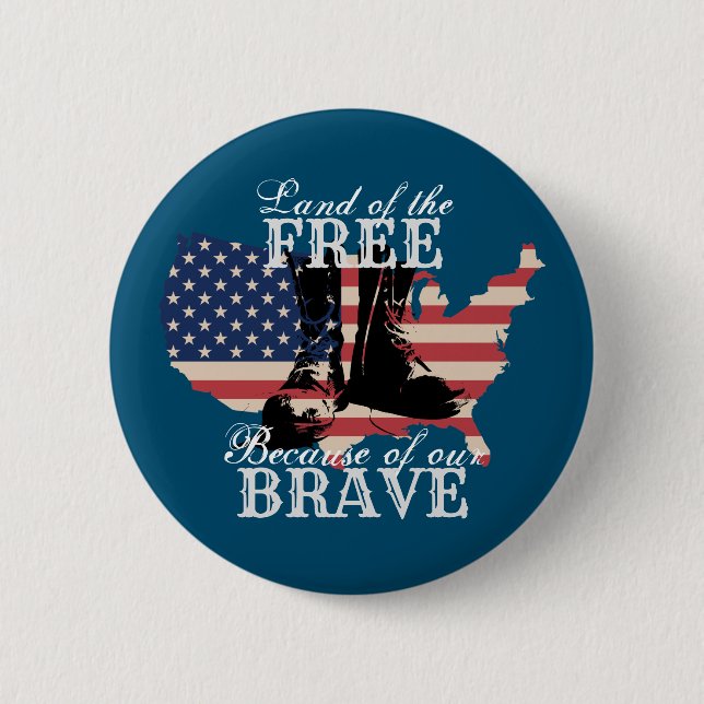 Land of the Free American Freedom Button (Front)