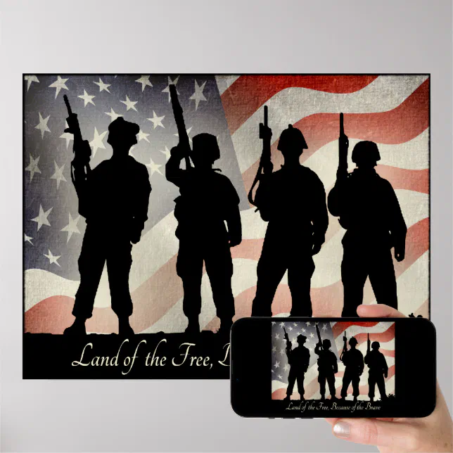 Land of the Free Because of the Brave 24 x 18 Poster (Downloadable)