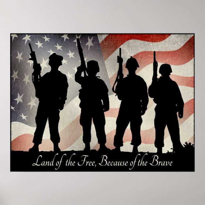 Land of the Free Because of the Brave 24 x 18 Posters