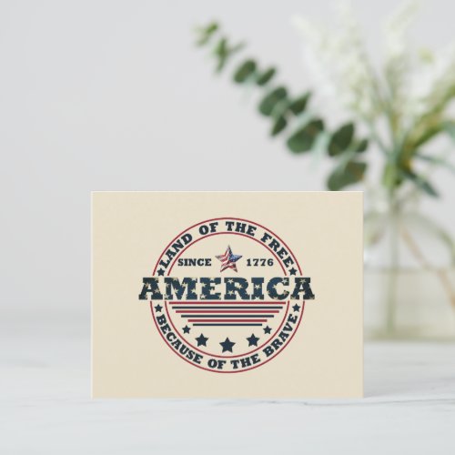 Land Of The Free Because Of The Brave 4th of july Holiday Postcard