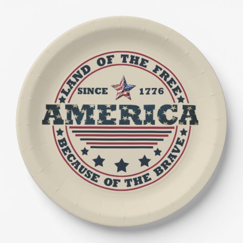 Land Of The Free Because Of The Brave 4th of july Paper Plates