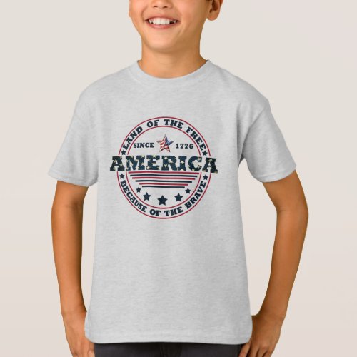 Land Of The Free Because Of The Brave 4th of july T_Shirt