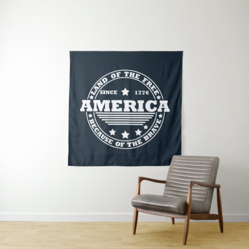 Land Of The Free Because Of The Brave 4th of july Tapestry
