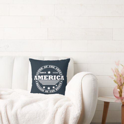 Land Of The Free Because Of The Brave 4th of july Throw Pillow
