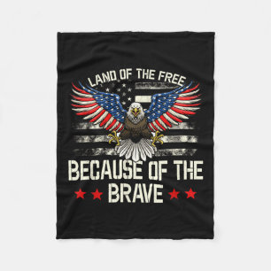 Land Of The Free,because Of The Brave Memorial Fleece Blanket