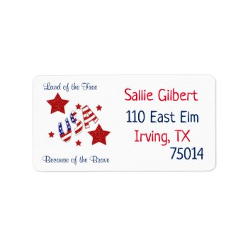 Land Of The Free Because Of The Brave Patriotic Label by Lokisbooksnmore at Zazzle