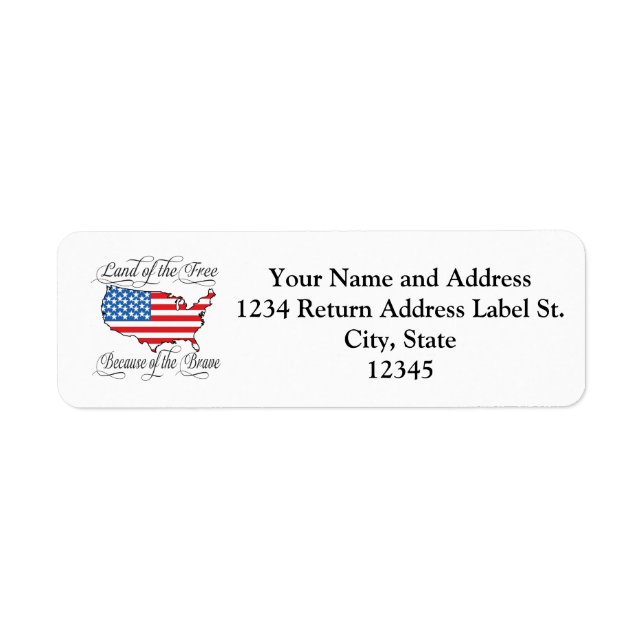 Land of the Free because of the Brave Patriotic US Label (Front)