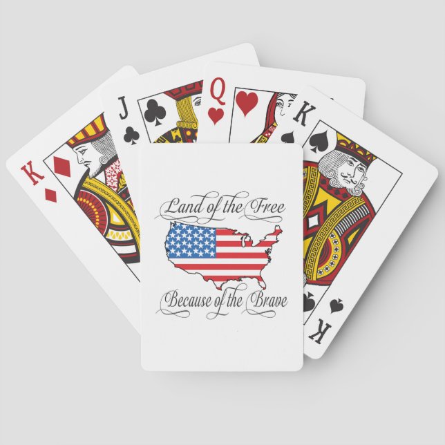 Land of the Free because of the Brave Patriotic US Poker Cards (Back)