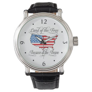 Land of the Free because of the Brave Patriotic US Watch