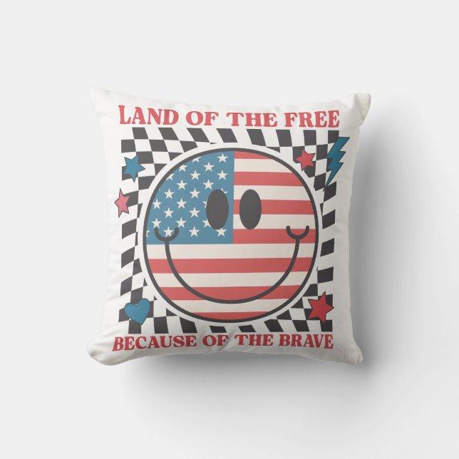 Land Of The Free Because Of The Brave Throw Pillow (Front)